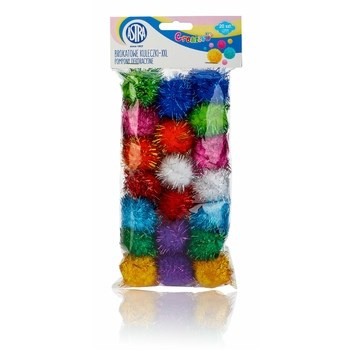 Pompony dekoracyjne brokatowe 40 mm - Brokatowe kuleczki XXL