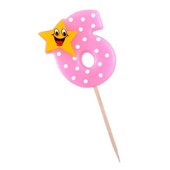 Świeczka cyferka z gwiazdką numer 6