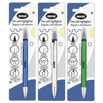 Długopis z zakreślaczem 1 szt. w opakowaniu