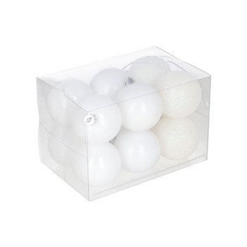 EM&EM Bombka na choinkę 12 szt 5cm biały perłowy