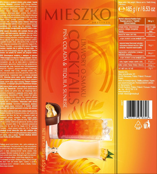 Mieszko Likwory o smaku Cocktails Piña Colada & Tequila Sunrise 185 g