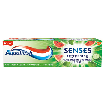 Aquafresh Senses Refreshing Watermelon Cucumber & Mint Pasta do zębów z fluorkiem 75 ml