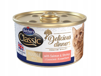 Butcher's Classic Delicious Dinners Karma dla dorosłych kotów mus z łososiem i krewetkami 85 g