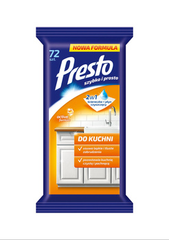 Presto Ściereczki nawilżane do kuchni 72 sztuki