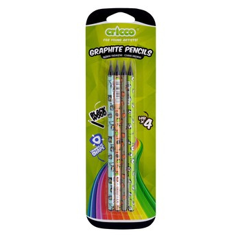 Ołówek Cricco trójkątny black wood HB sporty 4 szt. blister
