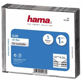 Pudełko slim CD Hama 5 szt.  Przezroczyste