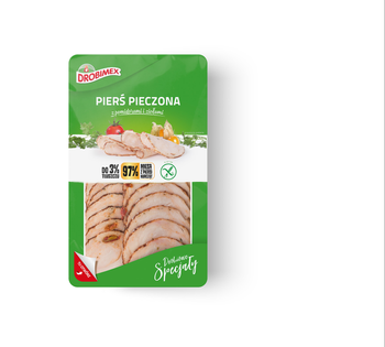 Pierś pieczona z pomidorami i ziołami plastry 100g Drobimex