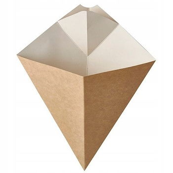 Papstar Torebki na frytki z miejscem na DIP, papierowe, "pure", 27 cm x 21,5 cm, kolory: brązowy/biały, pojemność 300 g, 50 szt.