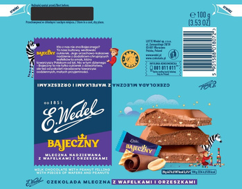 E. Wedel Bajeczny Czekolada mleczna nadziewana z wafelkami i orzeszkami 100 g