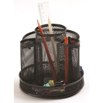 Przybornik na biurko Q-CONNECT Office Set metalowy obrotowy czarny