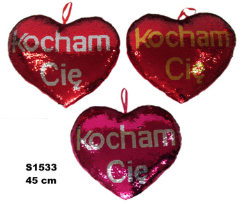 Zabawka pluszowa Serce cekinowe 45 cm wzór S1533