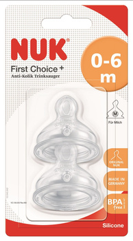 NUK FirstChoice+ Smoczek na butelkę silikonowy 0-6m-cy M 2szt