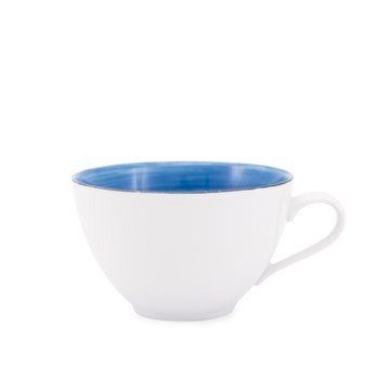 Filiżanka porcelanowa Ole 400ml Joy niebieski + obwódka szara