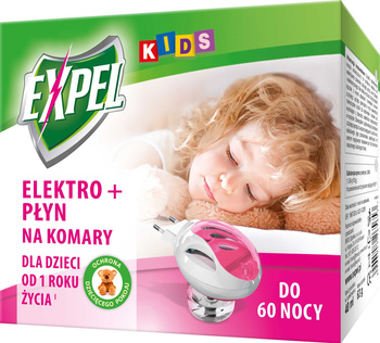 EXPEL Kids - elektro + płyn na komary 60 nocy 40ml