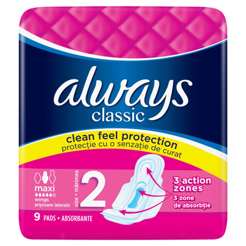 Always Podpaski ze skrzydełkami Classic Long (rozmiar 2) x9