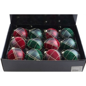 EM&EM Bombka szklana 8cm mix czerwony i ciemny zielony