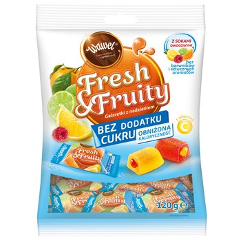 Wawel Fresh & Fruity Galaretki z nadzieniem bez dodatku cukru 120 g