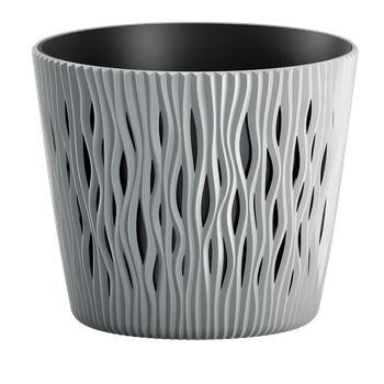 Doniczka Prosperplast Sandy Round, śr. 19 cm, szary kamienny,  z wkładem