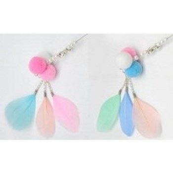 Zabawka "Wędka z koralikami i piórkami" dla kota; długość wędki 40 cm