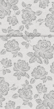 Serwetka PAW Professional Pocket Subtle Roses (silver), Serwetki 1-warstwowe 40x40cm składane 1/8 25szt. w paczce.