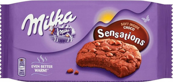 Milka Sensations Ciastka kakaowe z kawałkami czekolady mlecznej 156 g