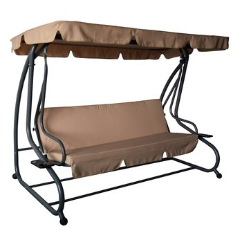 Huśtawka ogrodowa 3-osobowa brązowa rozkładana