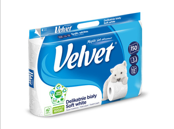Velvet Delikatnie biały Papier toaletowy 12 rolek