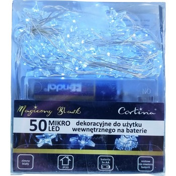 Lampki 50 LED śnieżynki + gwiazdki na baterie cool white