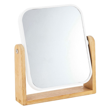 Lusterko prostokątne na podstawie plastikowej białe z bambusem 18x4,5x21 cm Altom Design