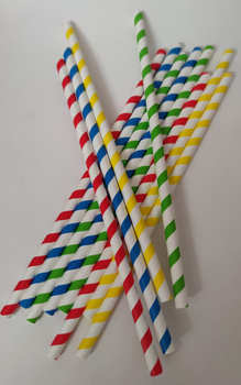 Słomki papierowe w kolorowe paski -opakowanie 250szt HORECA POLSKA