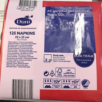 Duni Serwetki 2 warstwowe 33x33 cm Czerwony 125 szt