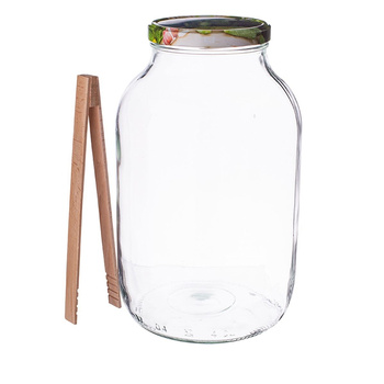 Słoik 4000 ml +zakrętka 6 zaczepowa ogórek + szczypce drewniane