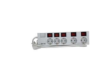 Listwa 5-gniazdowa z wyłącznikami + 2 porty USB