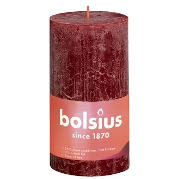 Bolsius Świeca pieńkowa rustic 130/68 Shine aksamitna czerwień