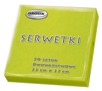 Grosik Serwetki biodegradowalne limonkowe 33 x 33 cm 50 sztuk