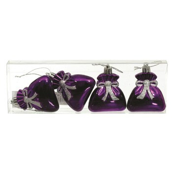 JUMI Bombki plastikowe w kształcie worka prezentów - 4 szt.