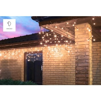Kurtynka sople 100 LED biały ciepły z dodatkowym gniazdkiem z zasilaczem, 4,8M dekoracji, na zewnątrz i do wnętrz