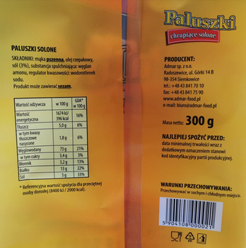 Admar paluszki chrupiące solone 300g