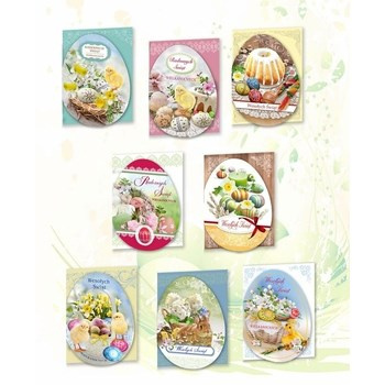 Karnet B6 brokat jajko, kolorowa koperta