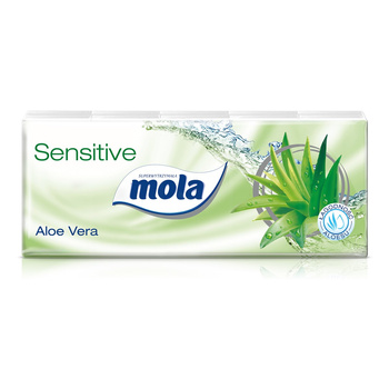 Mola Sensitive Chusteczki higieniczne 3 warstwowe Aloe Vera 10 x 10 szt
