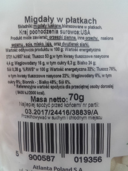 Migdały płatki Bakal 70g