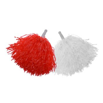 Pompony kibica (biały + czerwony) (2 szt.)