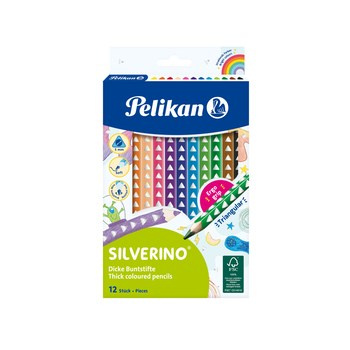 Pelikan kredki trójkątne, grube (12) silverino