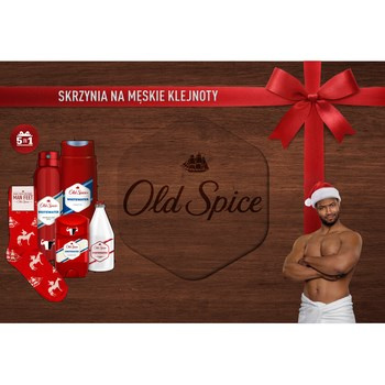 Zestaw podarunkowy Old Spice Whitewater: dezodorant w sprayu 150ml, dezodorant w sztyfcie 50ml,  woda po goleniu 100ml, żel pod prysznic 250ml, skarpetki