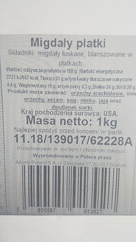 Migdały płatki Bakal 1kg