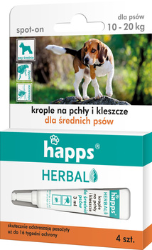 Happs Herbal Krople na pchły i kleszcze dla średnich psów 4 x 2,5ml