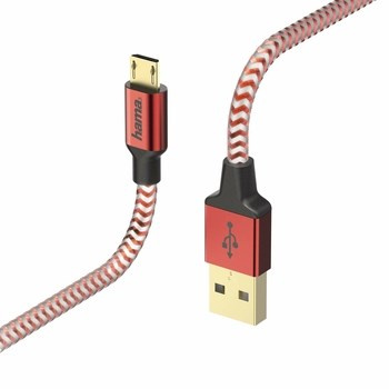 Kabel ładujący/data "Reflected" microUSB Hama 1,5m czerwony