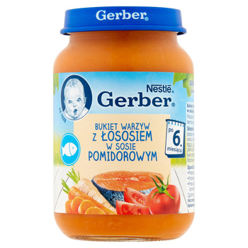 Gerber Bukiet warzyw z łososiem w sosie pomidorowym dla niemowląt po 6. miesiącu 190 g