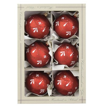 Bombka szklana dekor tradycyjny 80mm/6 szt, czerwone/bordo
