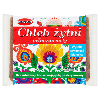 Benus Chleb żytni pełnoziarnisty 250g